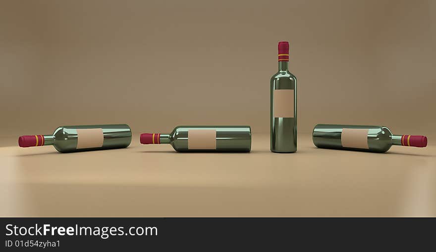 It is a lot of 3d a bottle fault on a brown background. It is a lot of 3d a bottle fault on a brown background