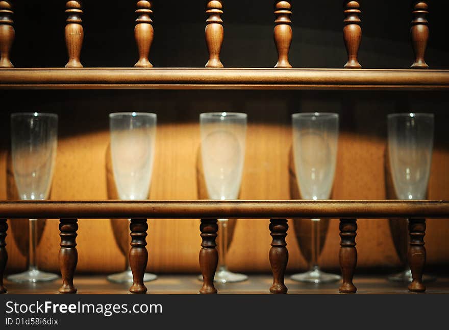 Glass cups in closet