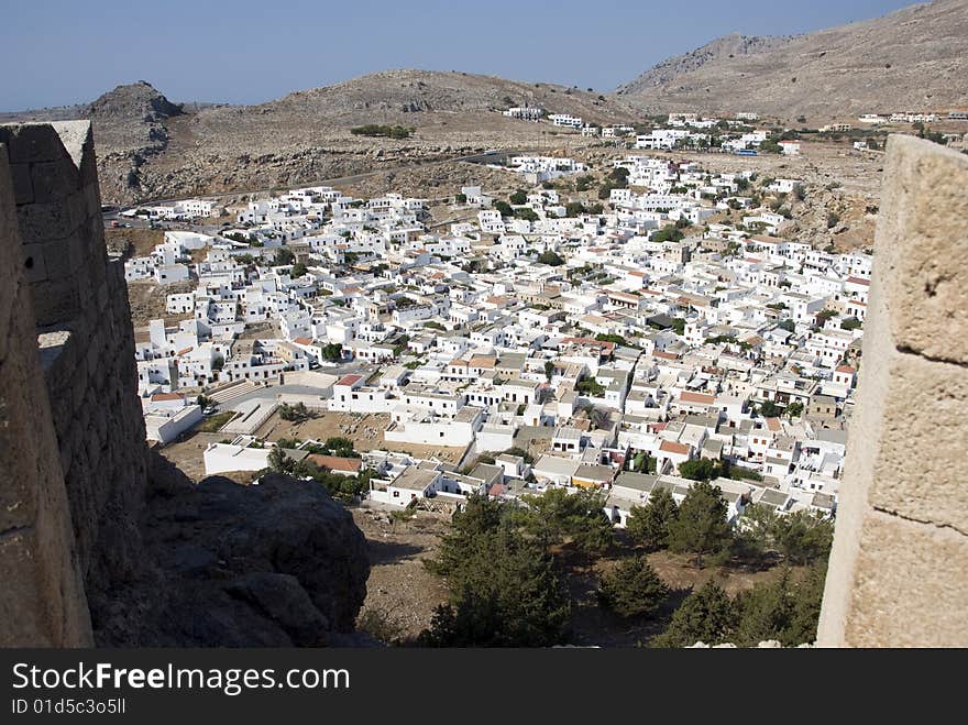 View on lindos village on Rhodos