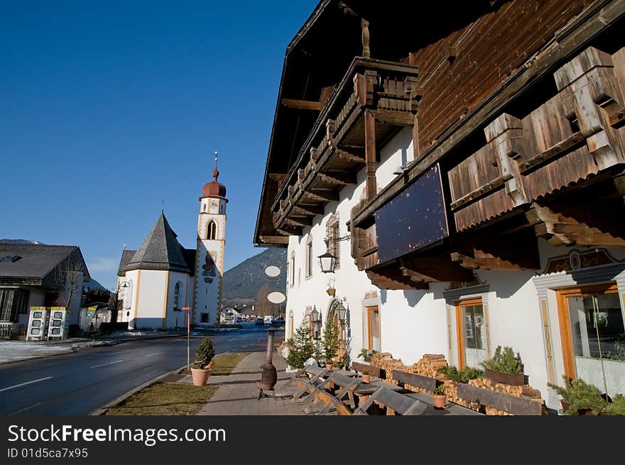 Mountain village in the Alps