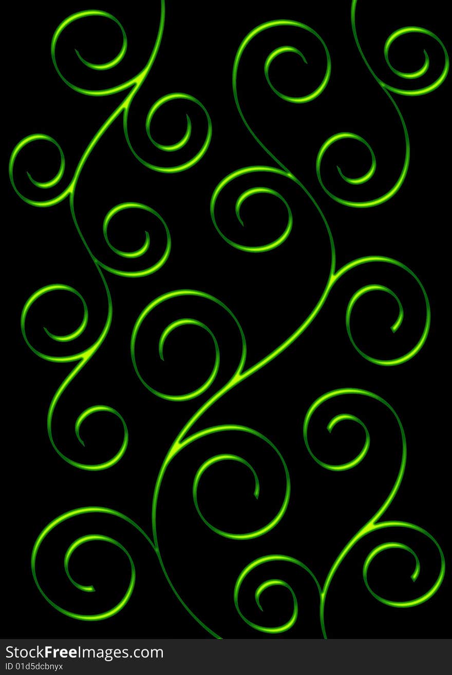 The green rattan is in the black background. The green rattan is in the black background.