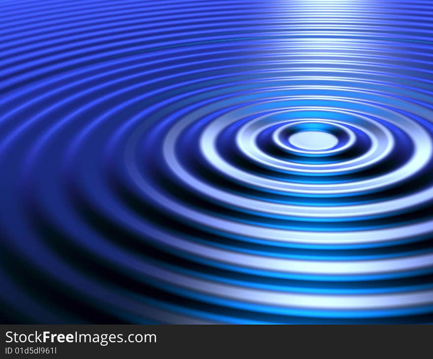 3d rendered illustration of water surface rippled by concentric circles. 3d rendered illustration of water surface rippled by concentric circles