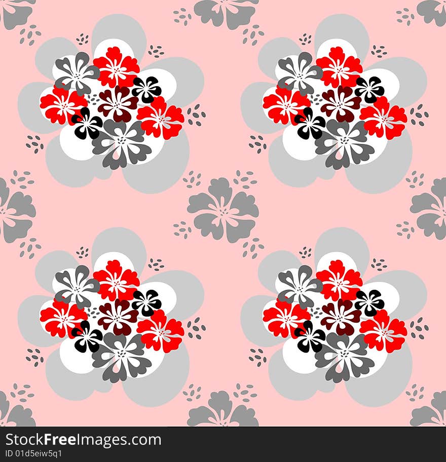 Seamless pattern with flowers design.