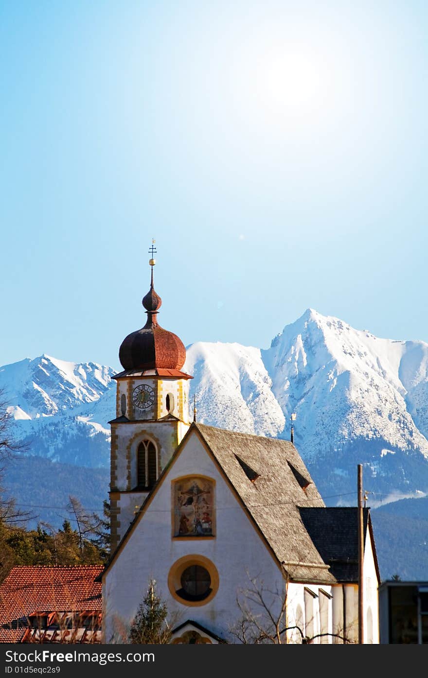 Church in alpine scenery