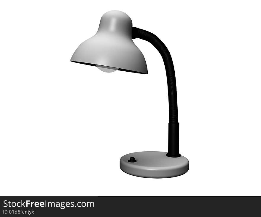 Desk lamp with light bulb isolated on white