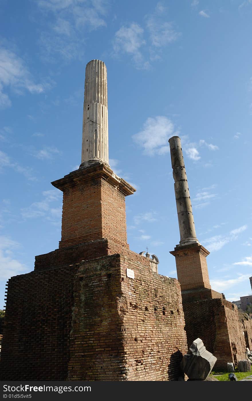 Ancient roman ruins of the imperial forums roma