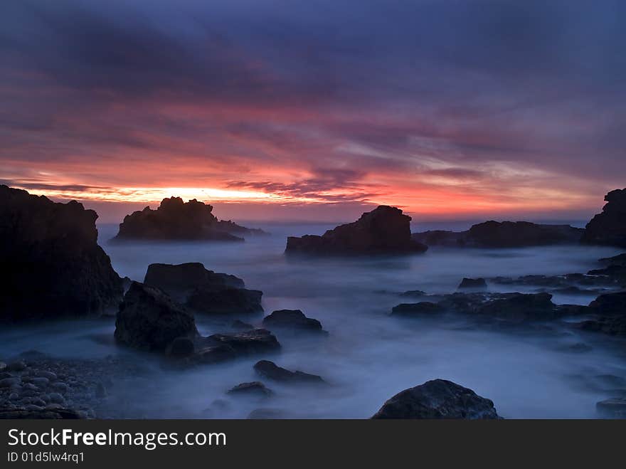 Beautiful sunset in Cabo Raso, Portugal