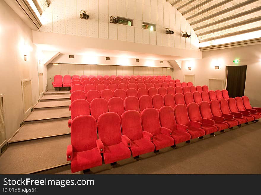 Empty small cinema auditorium