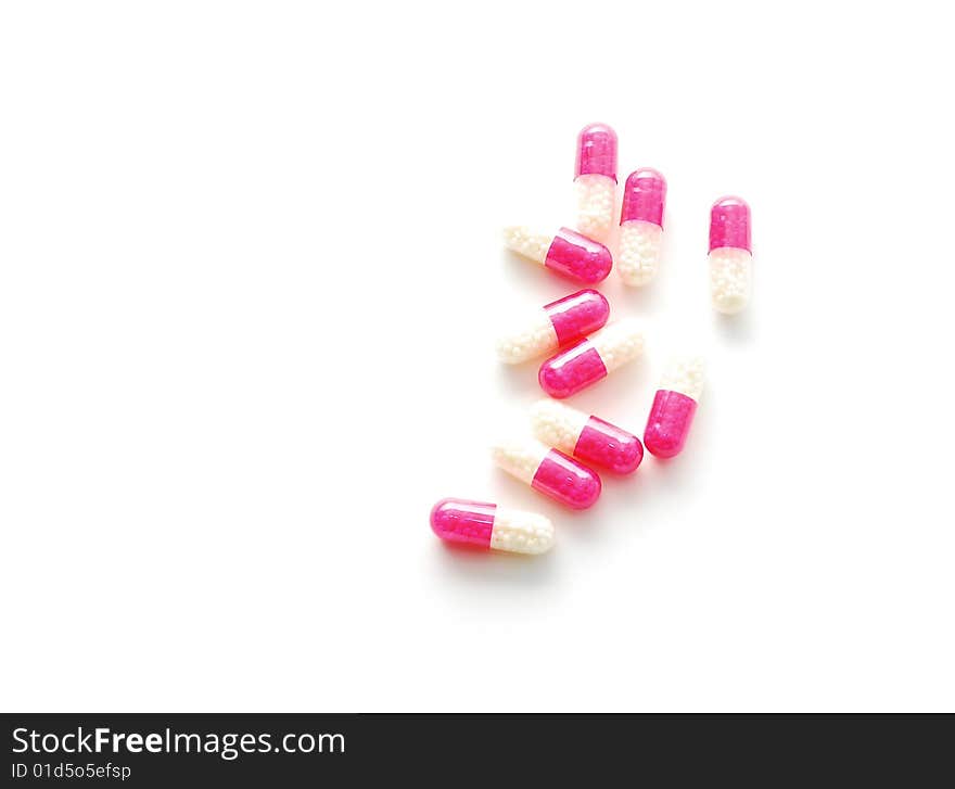 Capsules isolated on white background