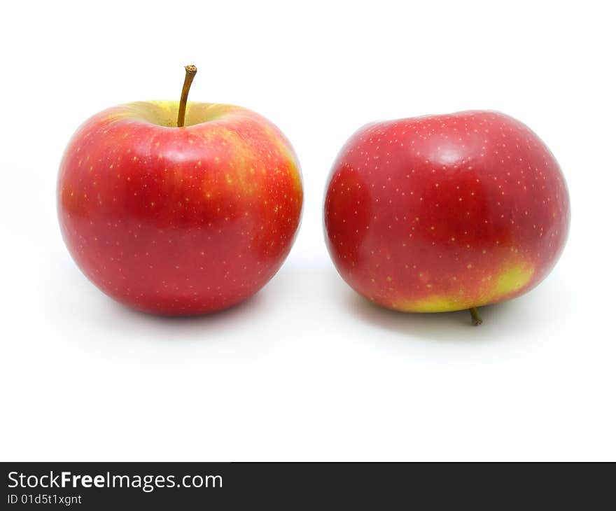 Two apples on white background