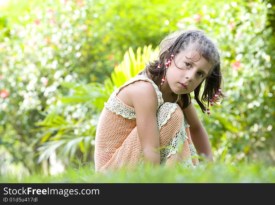 Portrait of little girl having good time in summer environment. Portrait of little girl having good time in summer environment