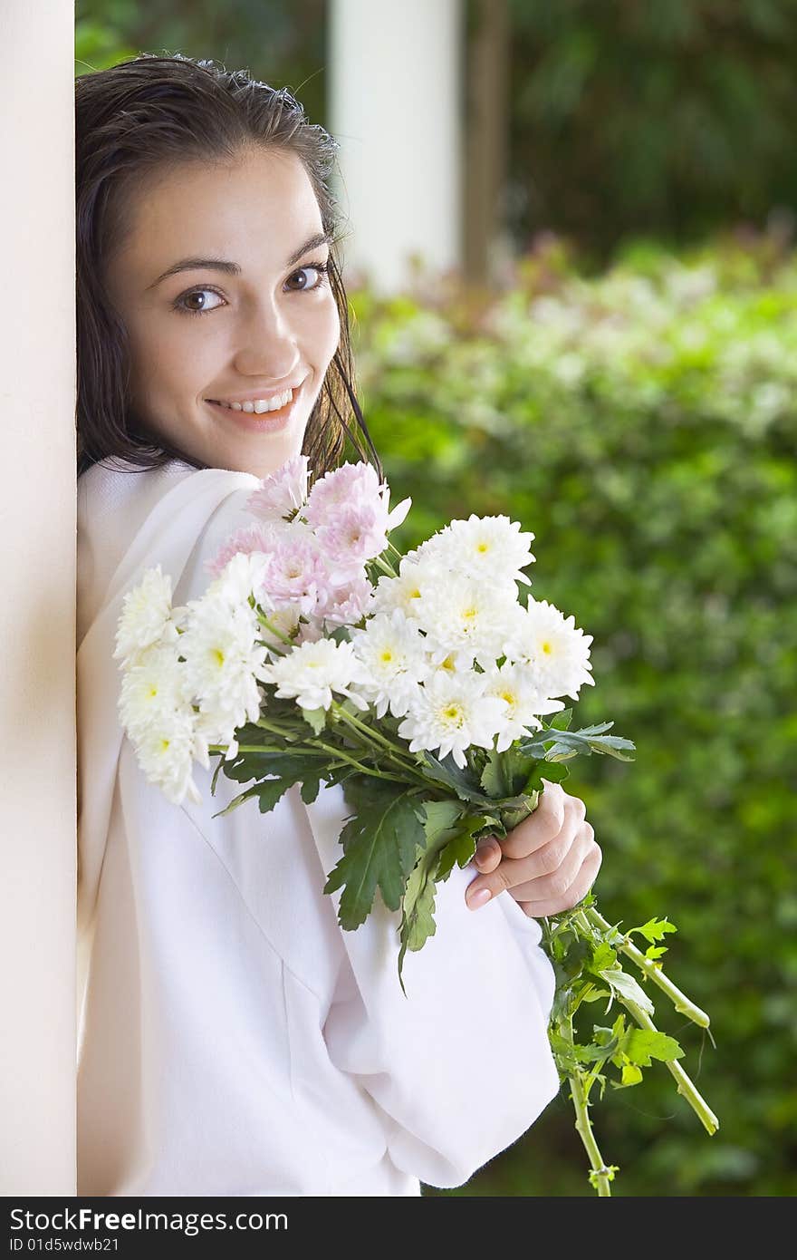 Portrait of young pretty woman in summer environment. Portrait of young pretty woman in summer environment