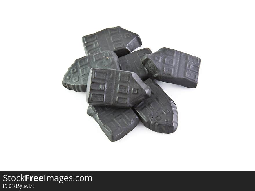 Licorice sweets in the form of a buildings. Licorice sweets in the form of a buildings