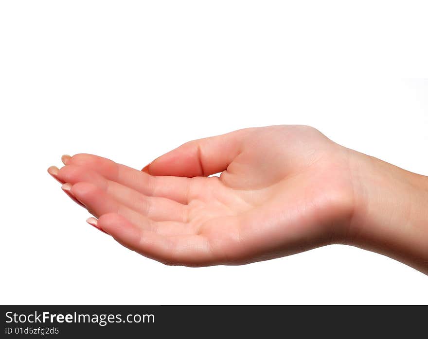 Human palm isolated over white background