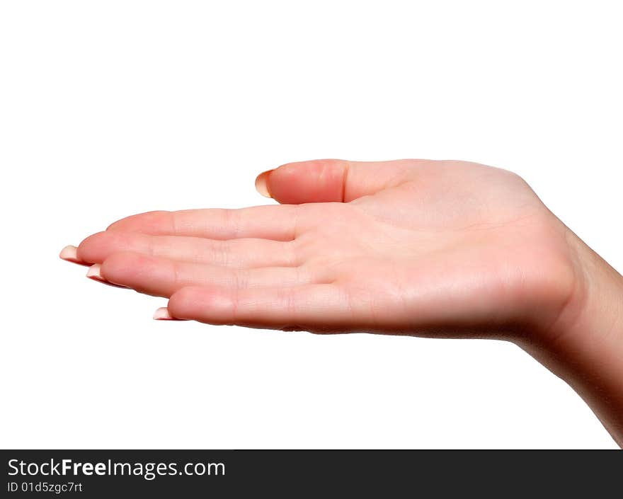 Human palm isolated over white background