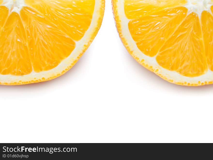 Slice of orange. isolated on white.