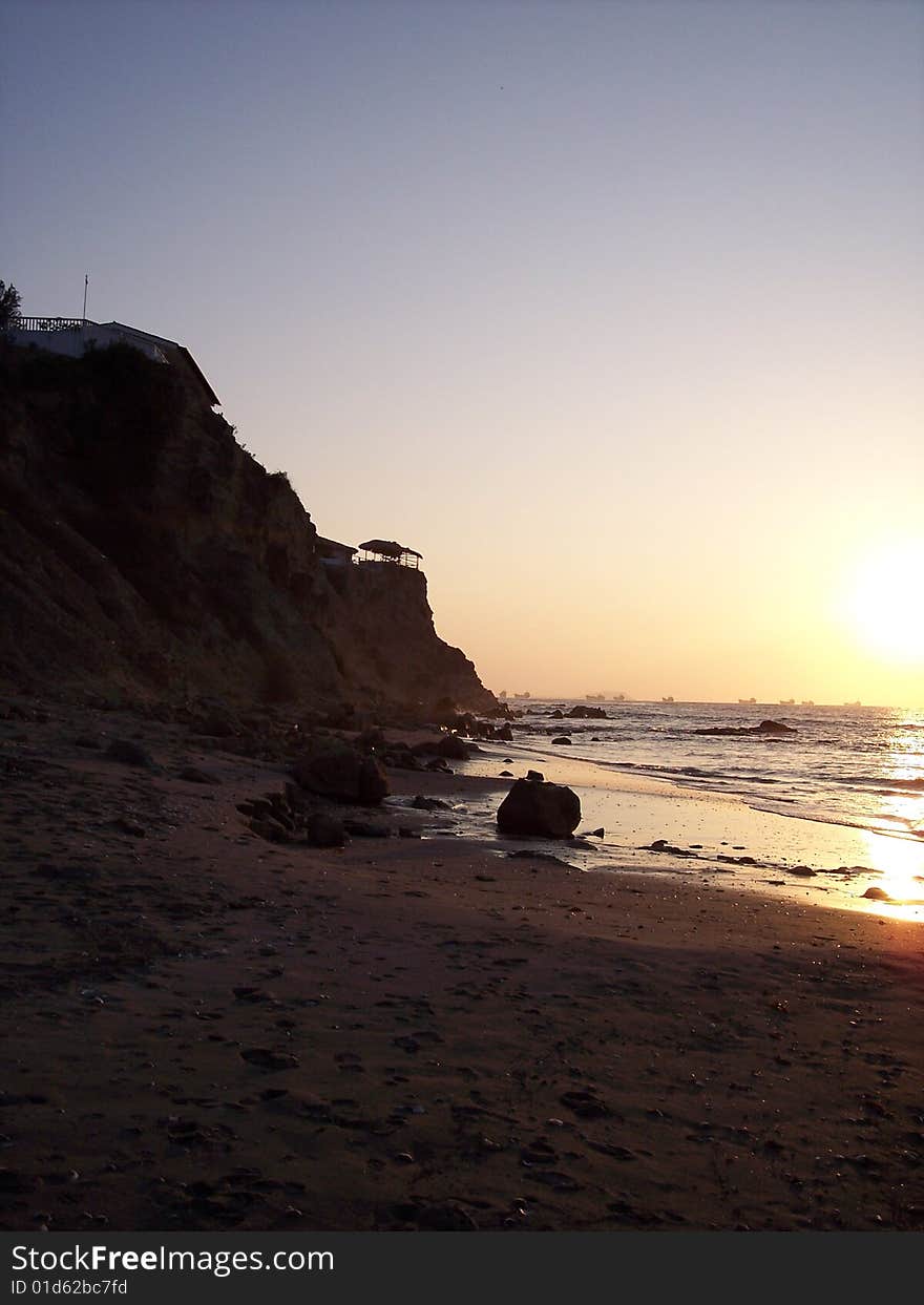 The sunset over the Pacific Ocean in Ecuador.