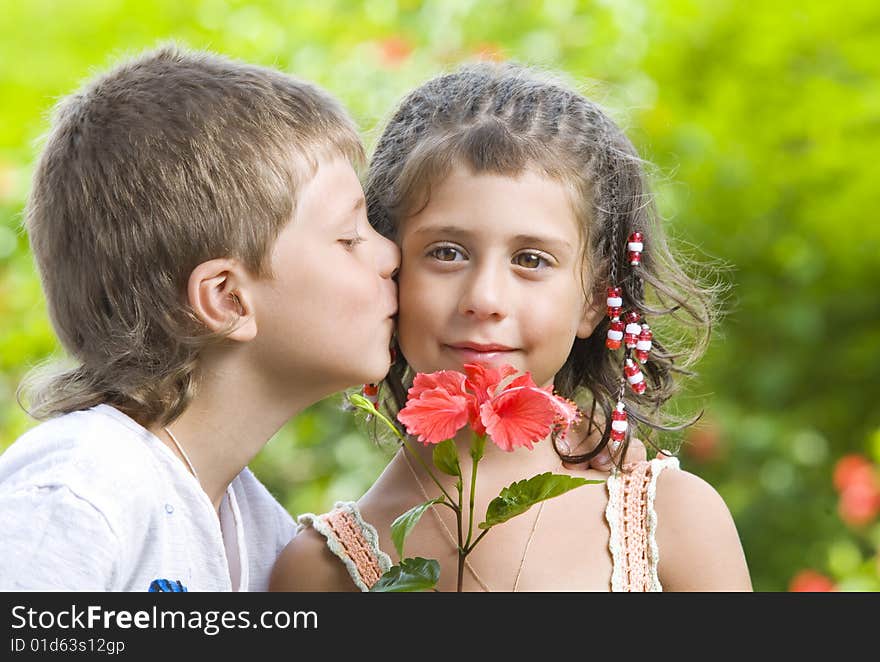 Portrait of little kids having good time in summer environment. Portrait of little kids having good time in summer environment