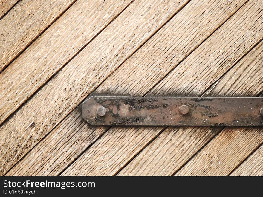 Close shot of a wooden door