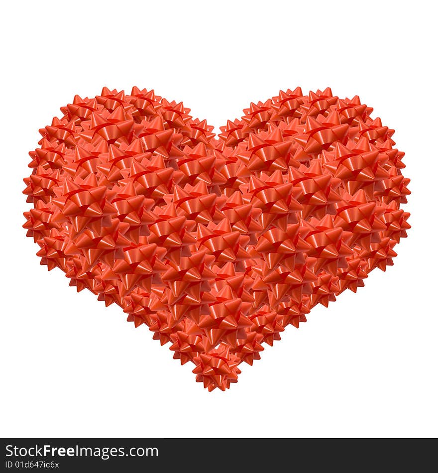 Beautiful red heart for Valentines day, isolated on a white background.