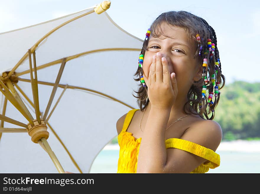 Portrait of little girl having good time in summer environment. Portrait of little girl having good time in summer environment