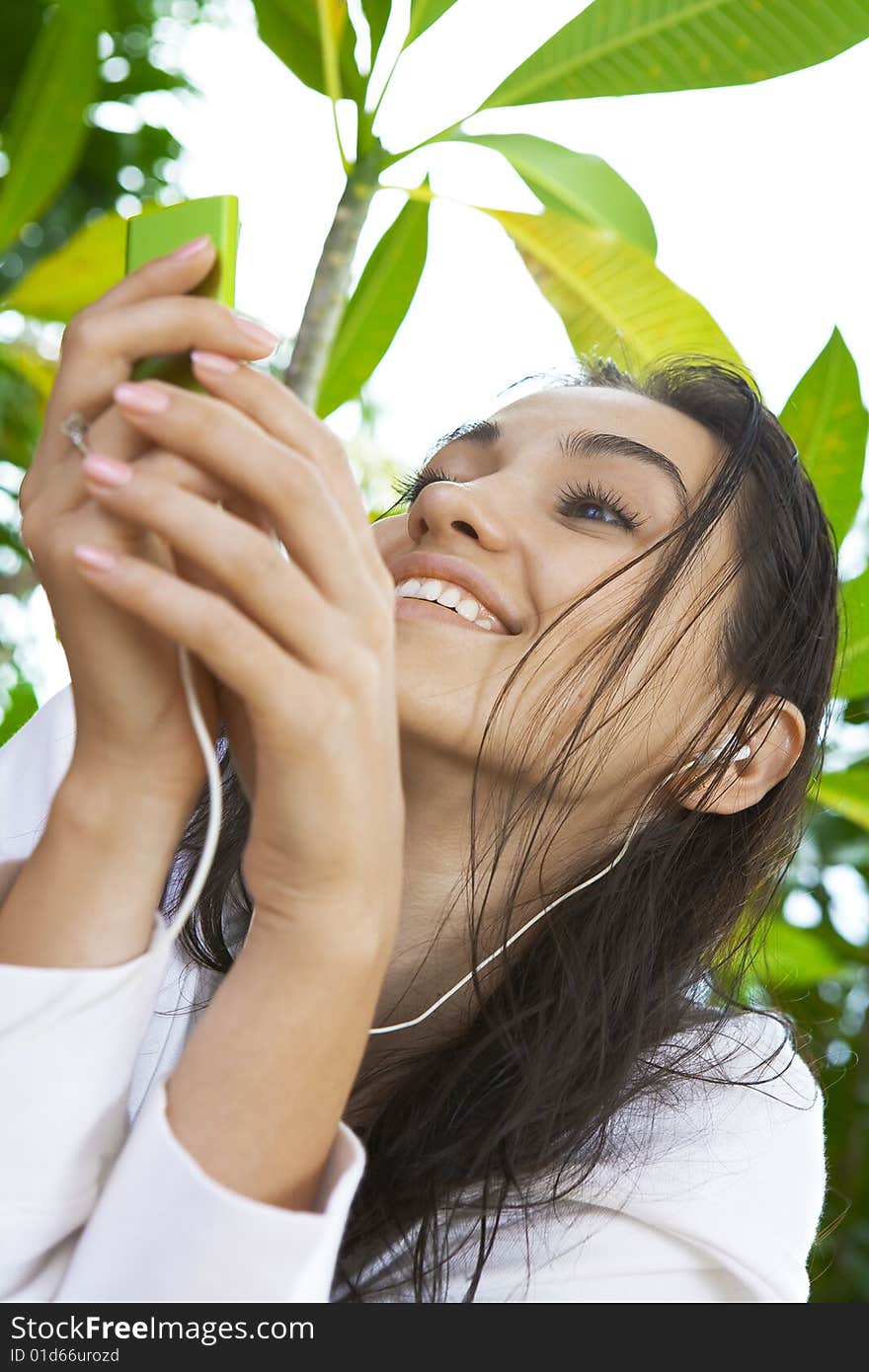 Portrait of young pretty woman in summer environment. Portrait of young pretty woman in summer environment