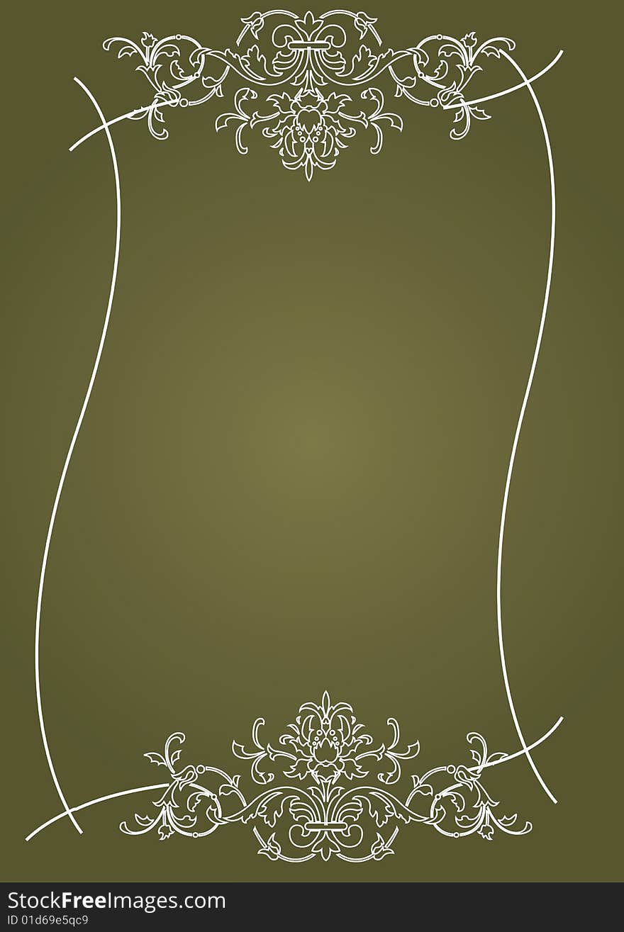 floral frame in green color vector