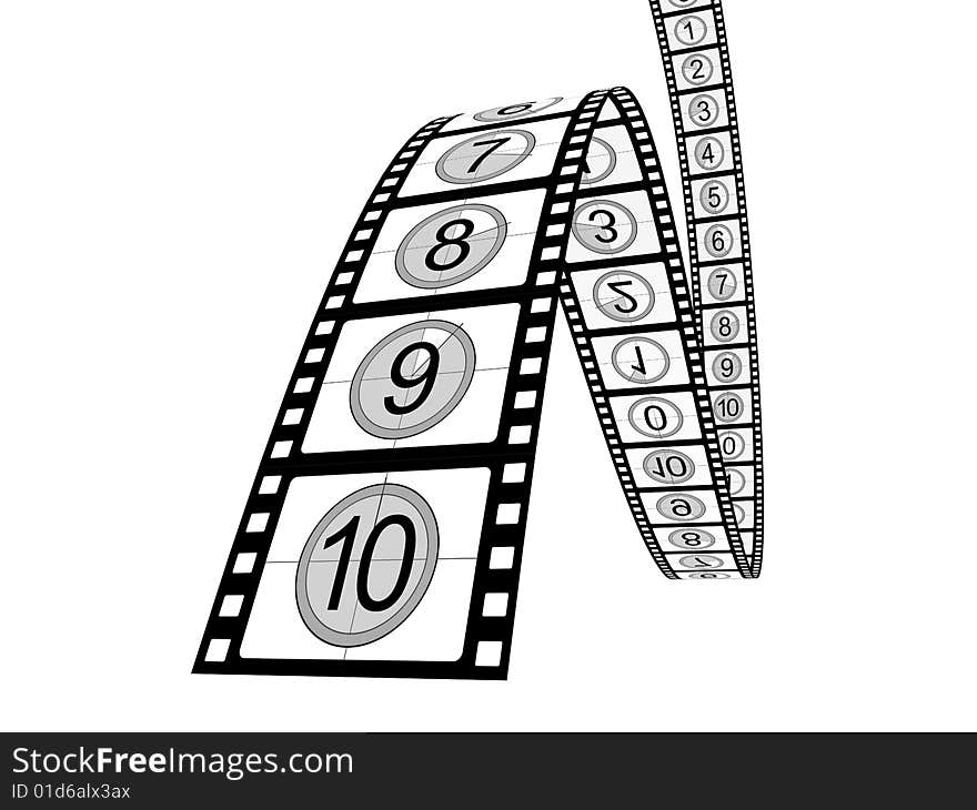 Filmstrip countdown on white background