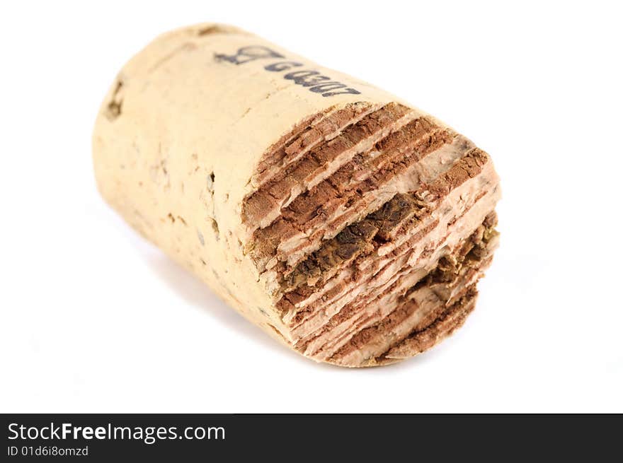 Cross section of a cork isolated on white