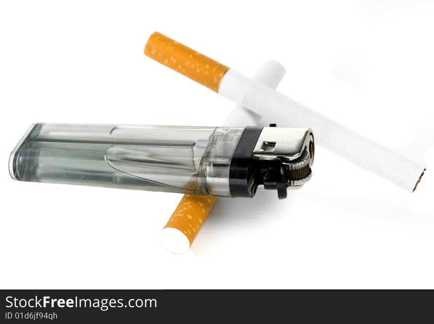 Cigarettes closeup with lighter