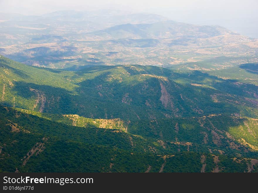 Earth relief. Crimea mountains in july.