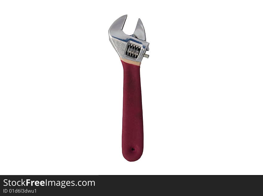 Pink wrench isolated on white with clipping path