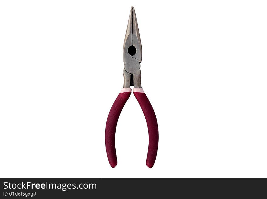 Pink pliers isolated on white with clipping path. Pink pliers isolated on white with clipping path