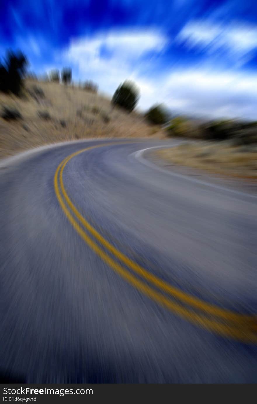 Country road with painted double yellow lines. Country road with painted double yellow lines