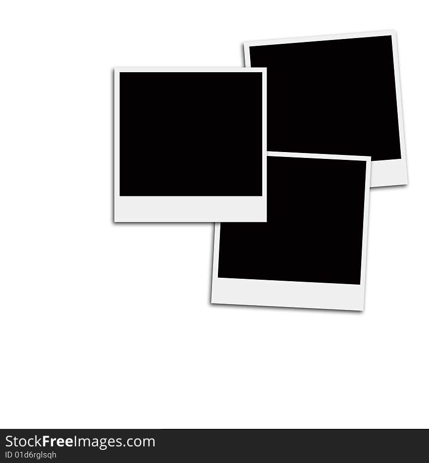 Several instant film frames on an isolated white background