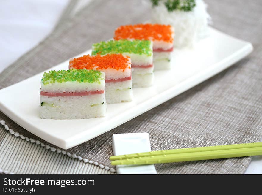 Prepared And Delicious Sushi Taken In Studio