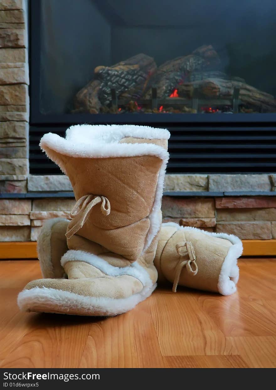 Slippers by the Fireplace