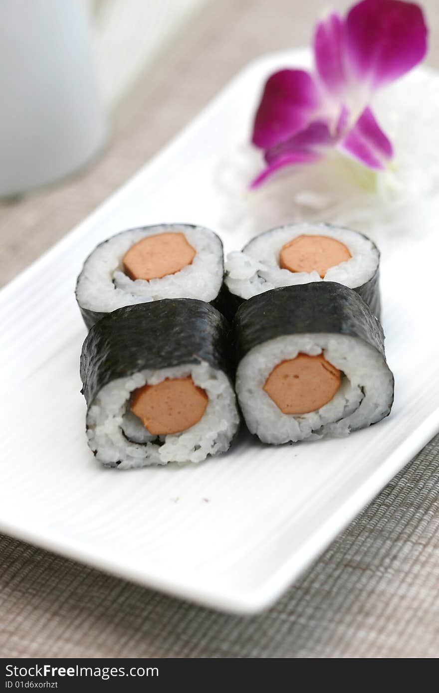 Prepared and delicious sushi taken in studio