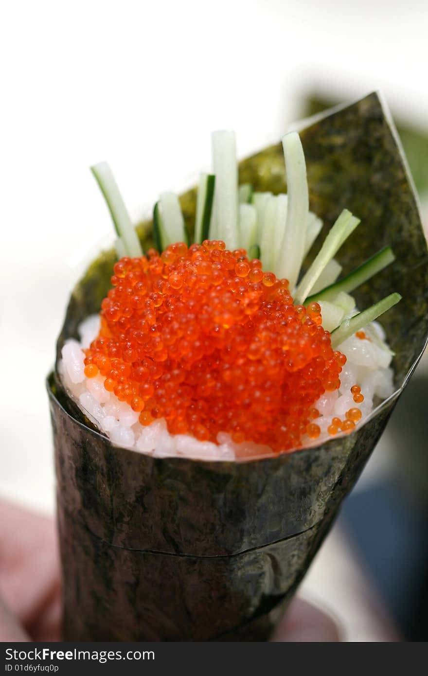 Prepared and delicious sushi taken in studio