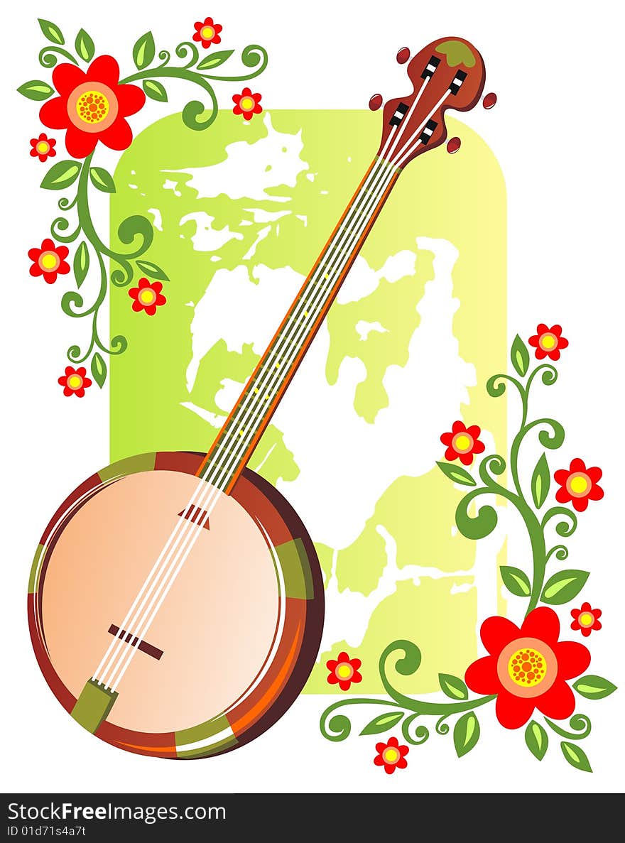 Banjo with flowers