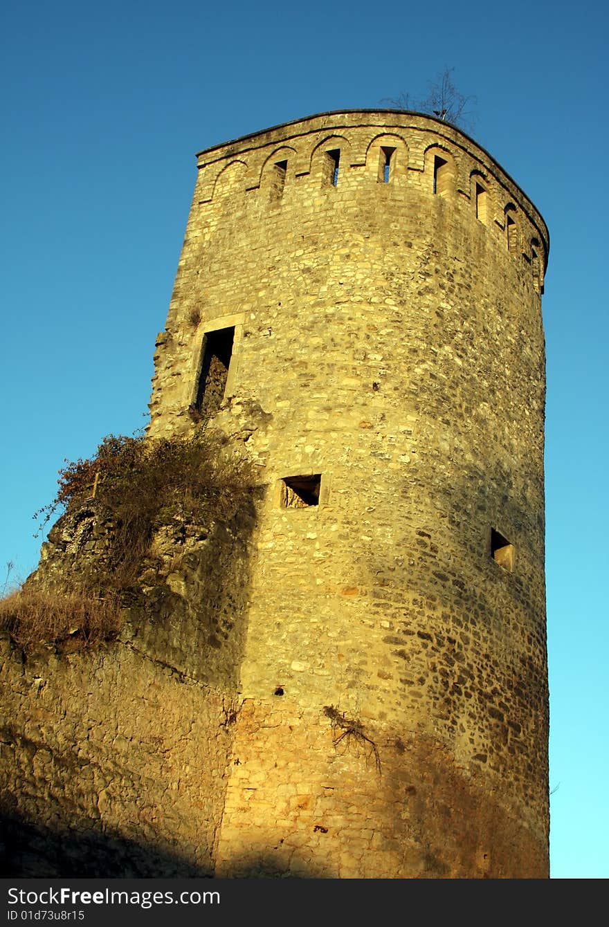 Shot of Luxembourgs old city showing part of ancient city walls. Shot of Luxembourgs old city showing part of ancient city walls