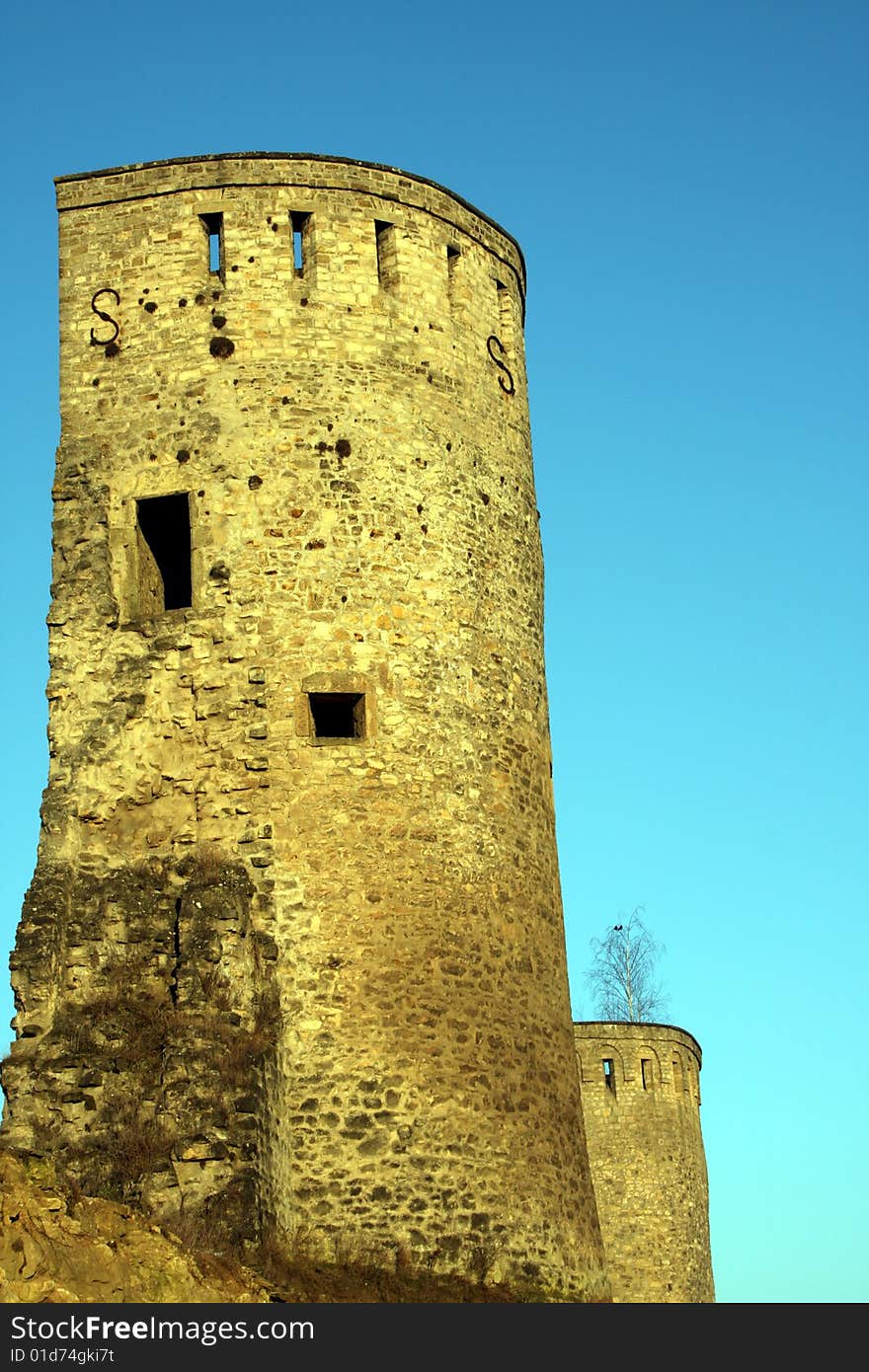 Shot of Luxembourgs old city showing part of ancient city walls. Shot of Luxembourgs old city showing part of ancient city walls