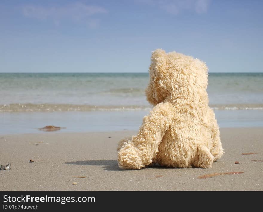 Teddy alone at the Beach - Symbolic, for Single seeking Partner, Sadness, etc. Teddy alone at the Beach - Symbolic, for Single seeking Partner, Sadness, etc.