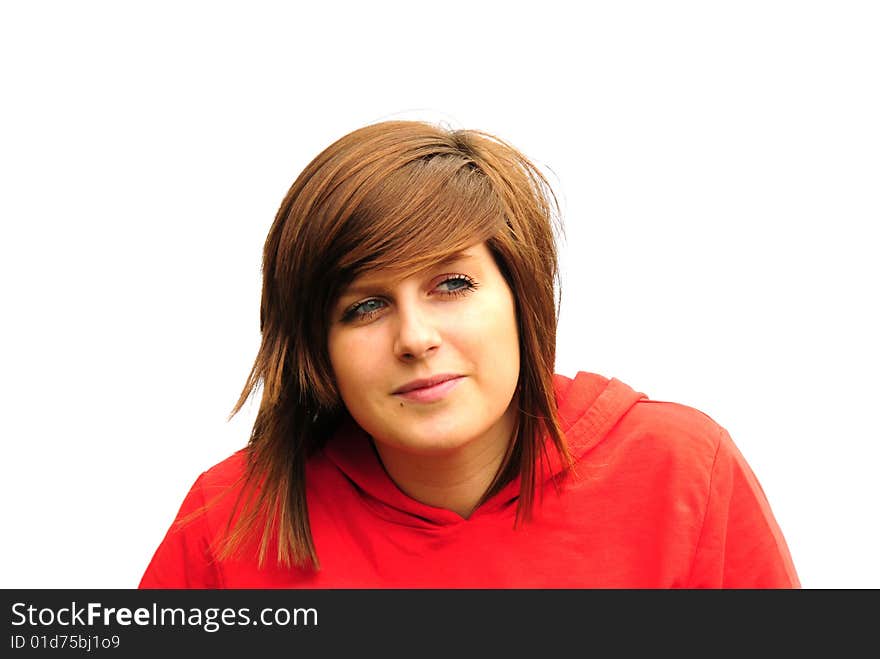 Shot of a pretty teenage girl on white. Shot of a pretty teenage girl on white