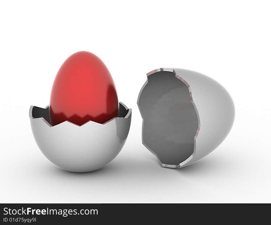 Egg in egg. Easter concept. 3d render.