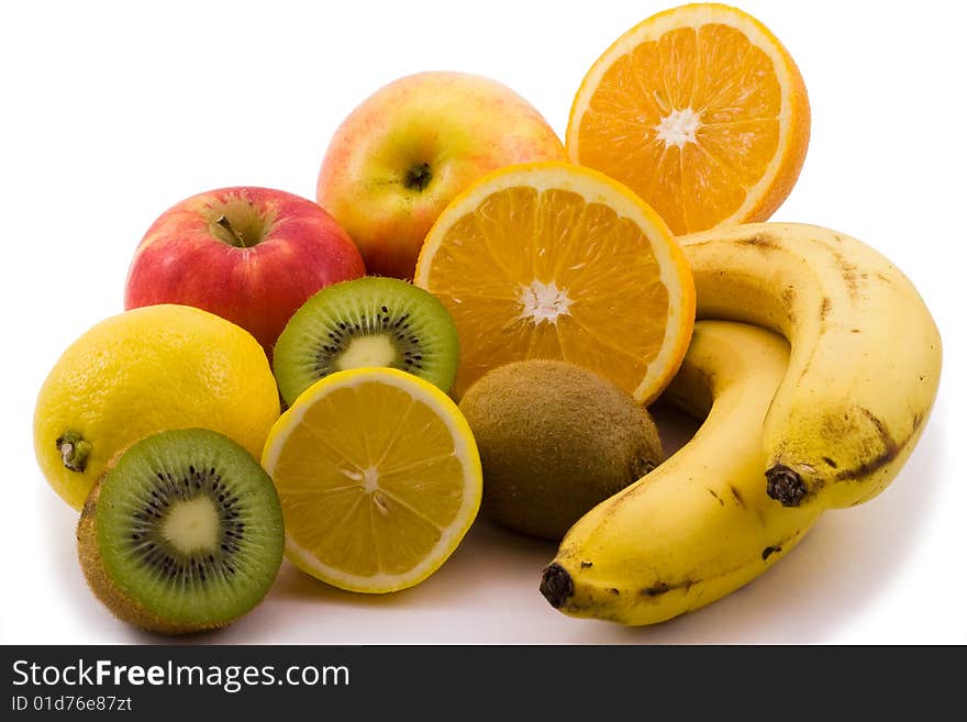 Fresh fruits isolated on white