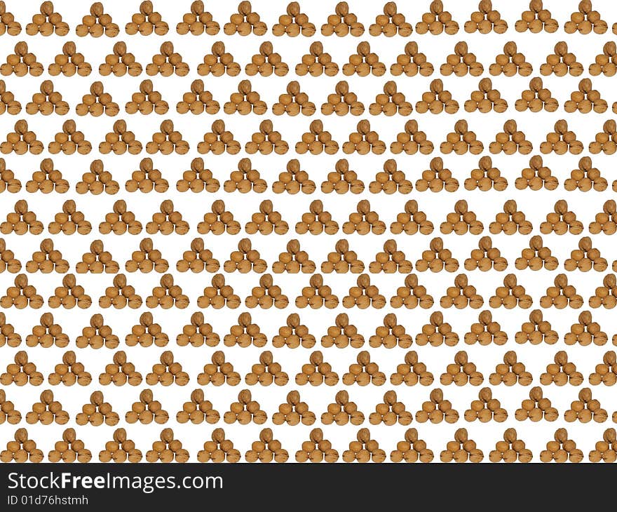 Walnut background made of walnut pyramids