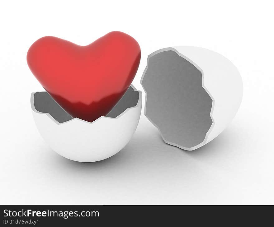 Heart in egg. Valentine`s day and easter concept.