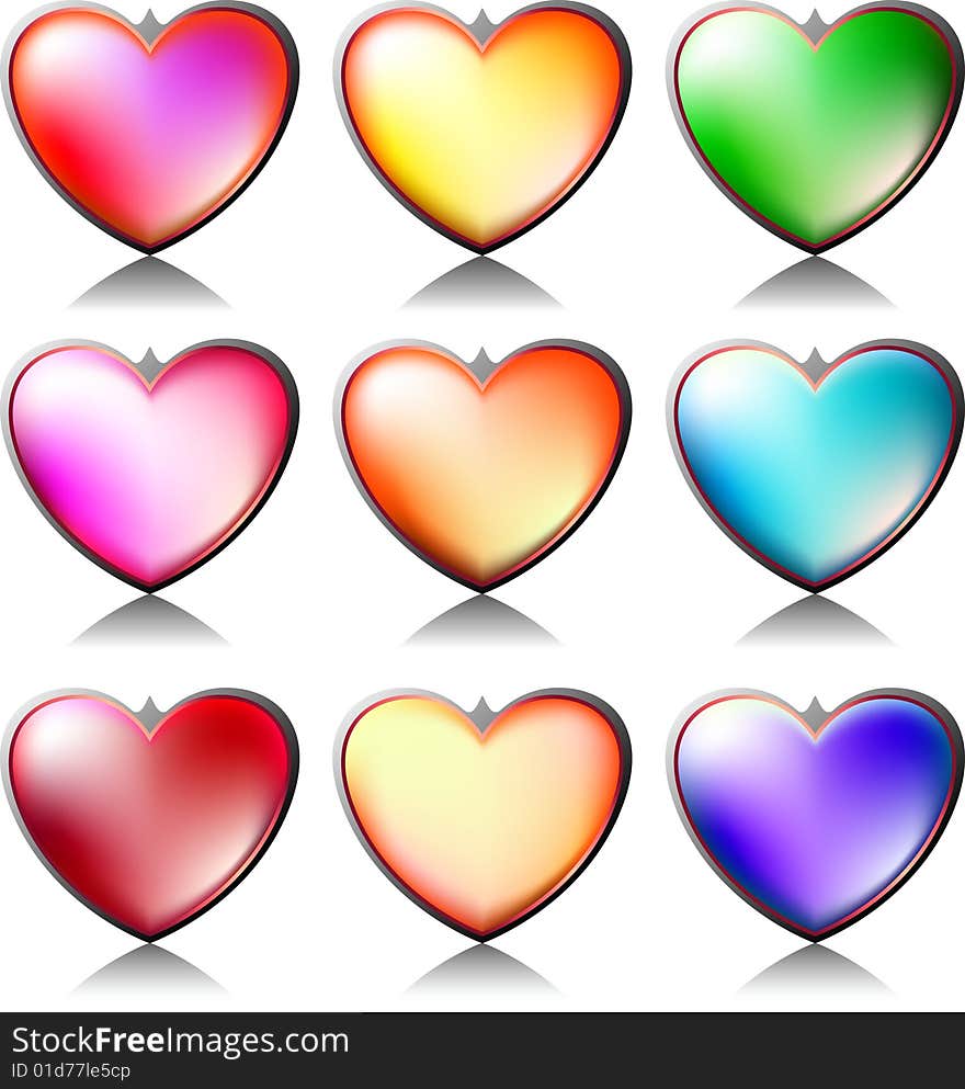 Hearts collection with difference colors. Hearts collection with difference colors