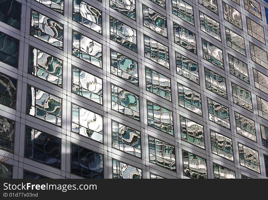 Reflective of windows by modern building